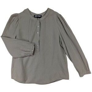 DKNY Jeans Pullover Womens M Beige Cottagecore Farmcore Lagenlook Gauze Boho